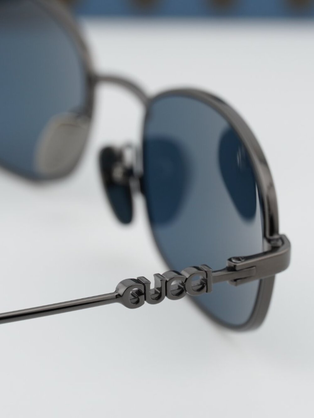 Gucci GG1940S 001 Rectangle Sunglasses - Ruthenium / Blue - Picture 6 of 10